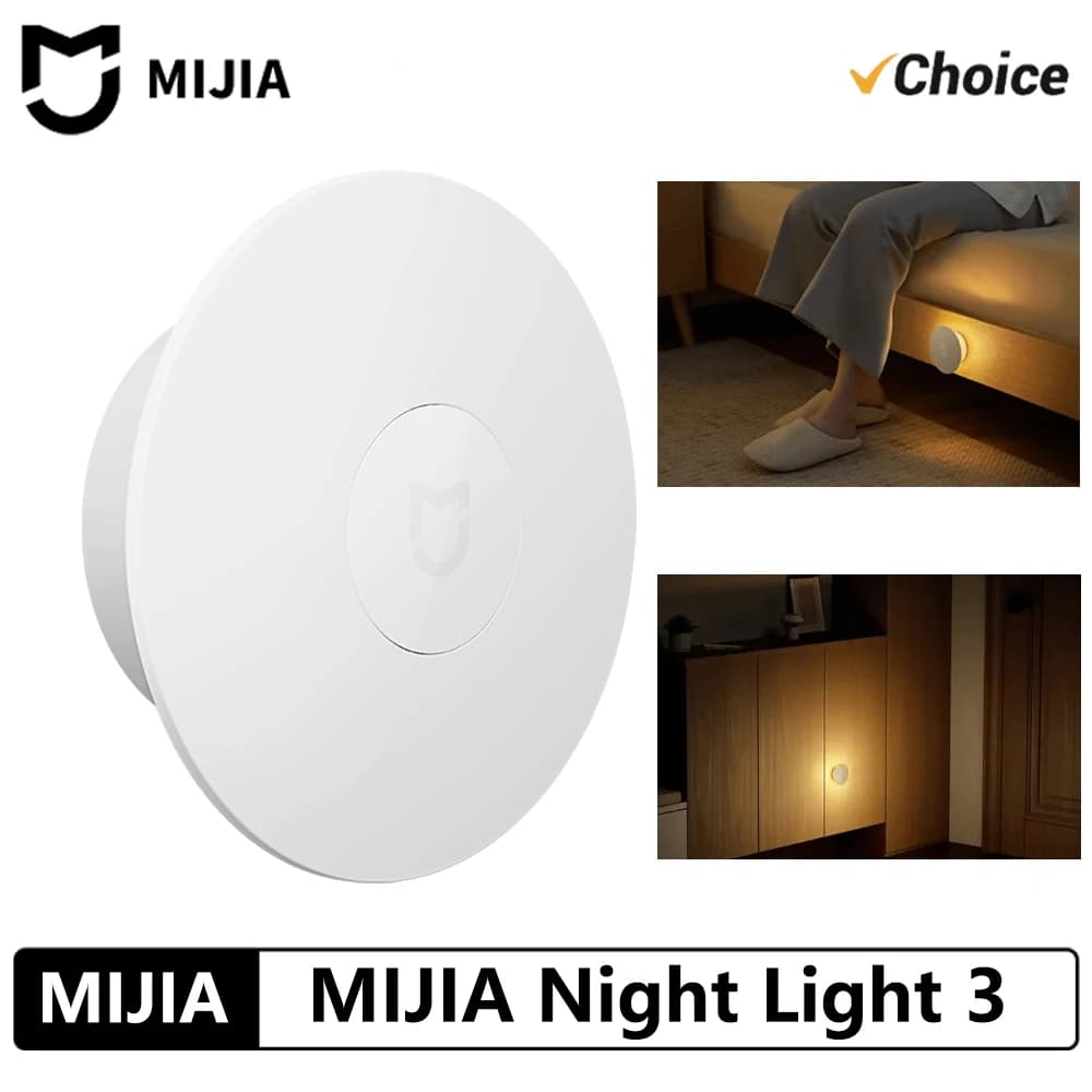 Nuova Lampada Notturna MIJIA Versione 3 con Sensore di Movimento, Luminosità Regolabile, Sensore Intelligente di Presenza Umana per Camera da Letto CN