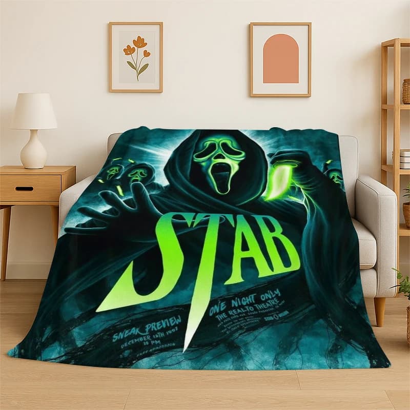 Coperta in Flanella Morbida e Calda con Personaggio del Film Horror Chucky S-Scream, per Camera da Letto, Soggiorno, Viaggio, Regalo