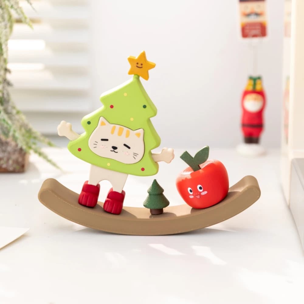Cute Cat Christmas Tree Rocking Ornament Collectible Figurines Ornaments Home Holiday Tabletop Decor Christmas Decorations Gift