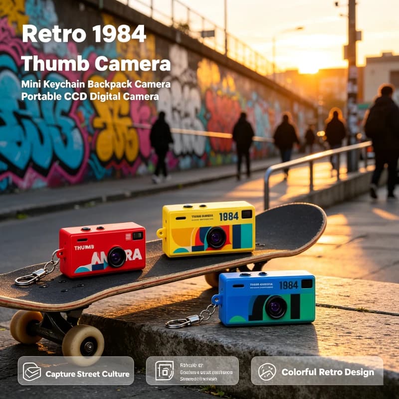 Compact Thumb‑Size CCD Camera Retro 1984 Portable Camera Keychain Backpack Daily Use