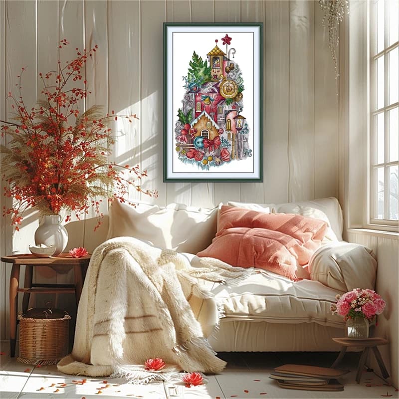 Joy Sunday Cross Stitch Kit A Christmas Fantasy HD Pattern Aida 16/14/11CT Counted Printed Canva DIY Embroidery Kit Hand Crafts