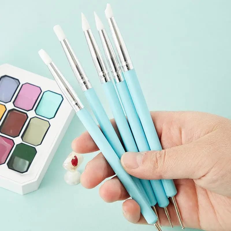 1/10/15 Pezzi Penna in Silicone a Doppia Punta per Nail Art, Strumento per Applicazione Strass, Decorazione 3D e Dotting per Manicure