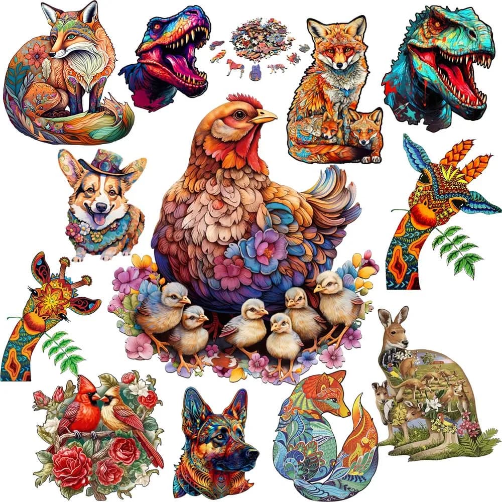 Puzzle in legno per gatti adorabili Giochi creativi Brain Twister Regali di festa Puzzle di animali in legno Bambini Adulti Giocattoli fai da te di alta qualità