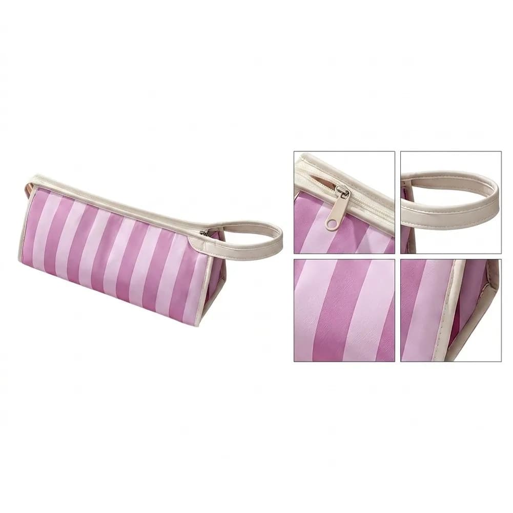 Waterproof Striped Travel Bag for Hair Styling Tools Designed to Fit Hair Dryer Straightener Curling Iron Securely