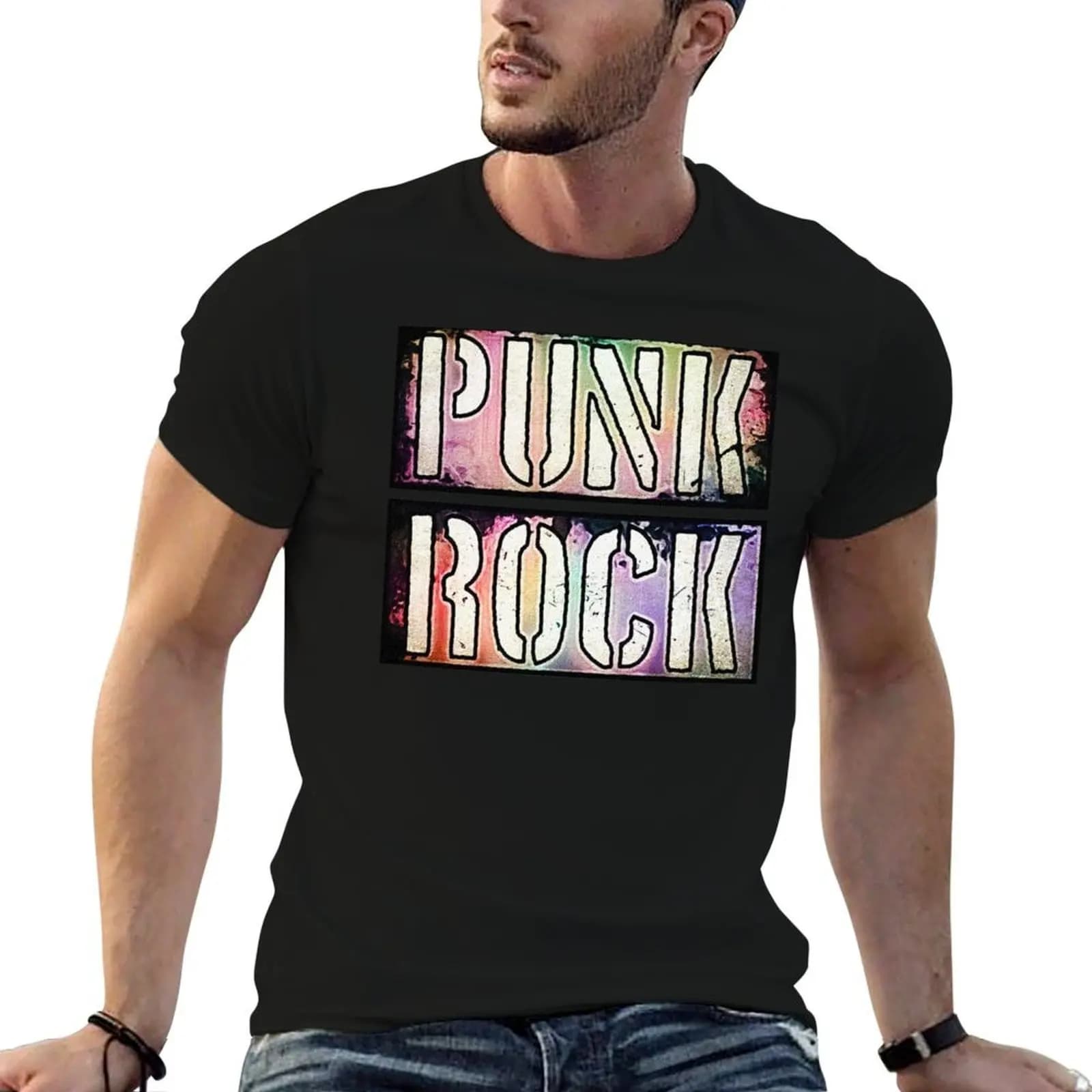 T-shirt PUNK ROCK, magliette divertenti in cotone da uomo, t-shirt estiva in cotone da uomo