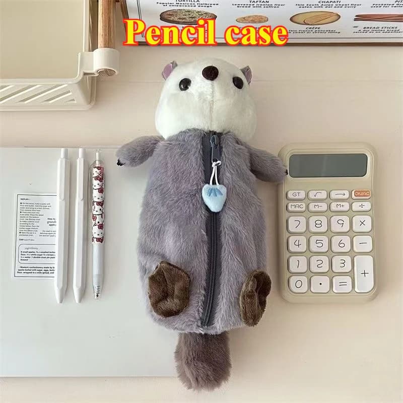 Creative Sea Otter Plush Doll Pencil Case Ins High-attractive Pen Holder Cute Pencil Pouch Bag School Supplies Stationery