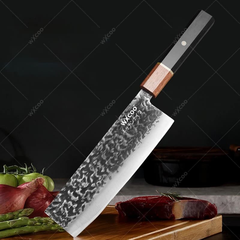 Forged Kitchen Butcher Knife Meat Knife Cooking Chef Hand-made knife with completely Tang wooden handle Stainless steel slicing knife