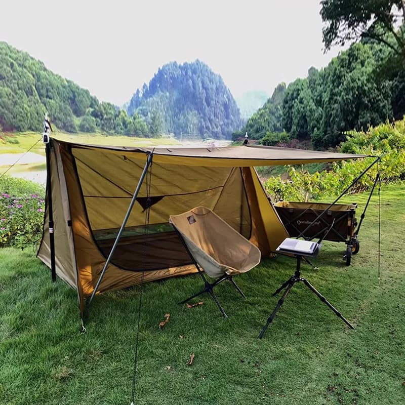 Tenda da Campeggio Triangolare Ultraleggera Portatile per Esterni, 2,1m x 1,2m, Monocamera, Quattro Stagioni
