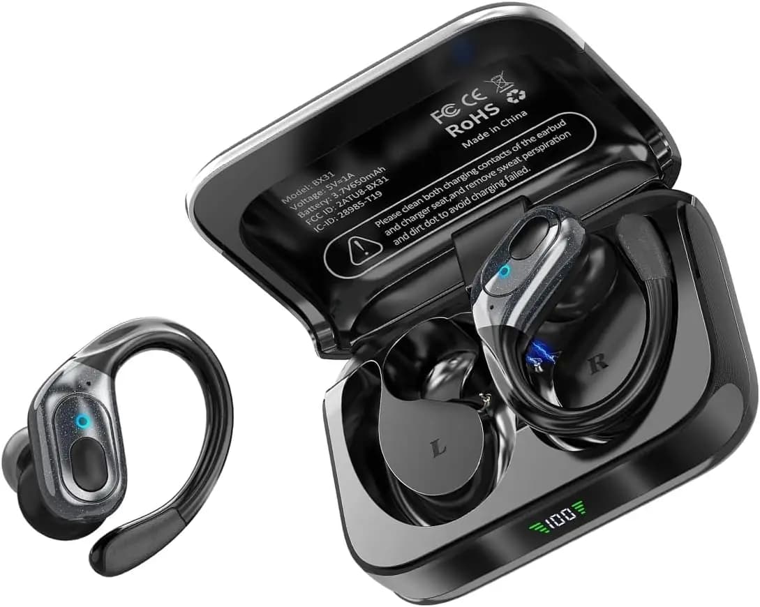 Auricolari Wireless, Cuffie Bluetooth, Auricolari con Microfono ENC per Cancellazione del Rumore, Suono Stereo Bass per Sport