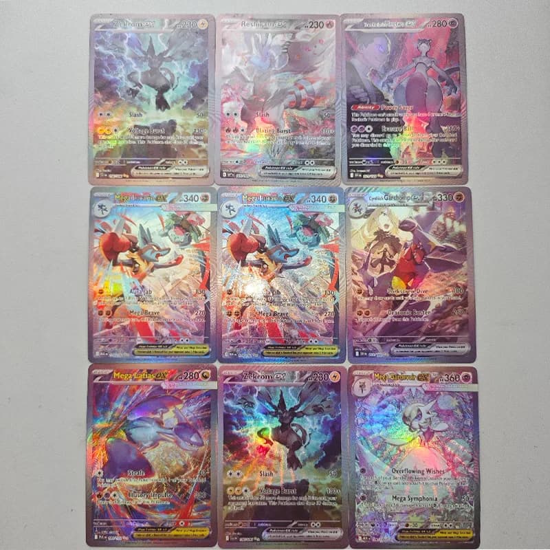 Diy PTCG English Foil Mega Evolution Game Cards Lucario EX Garchomp Gengar Gardevoir Latias Venusaur Charizard Holo Collection
