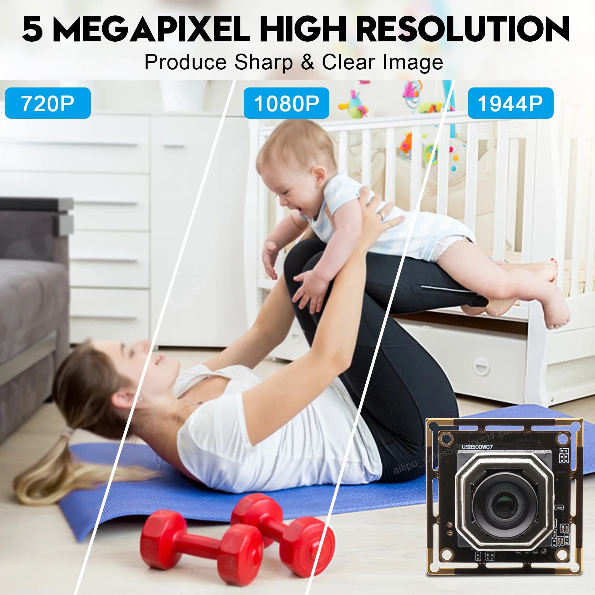 Modulo fotocamera USB ELP 5MP UHD con messa a fuoco automatica 1944P 30fps CMOS IMX335 Webcam per PC Telecamera USB grandangolare da 100 gradi per videoconferenze