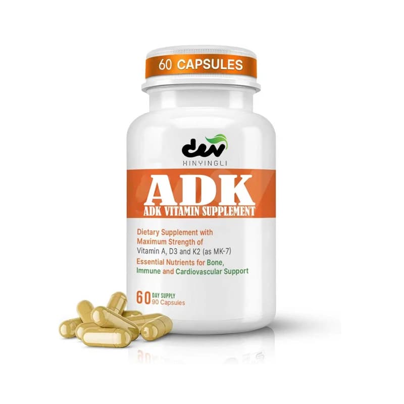 Integratore Vitaminico ADK, Vitamina A ad Alta Efficacia, D3 5000 UI e K2-MK7, Utilizzato per il Supporto di Ossa e Sistema Immunitario - Non OGM