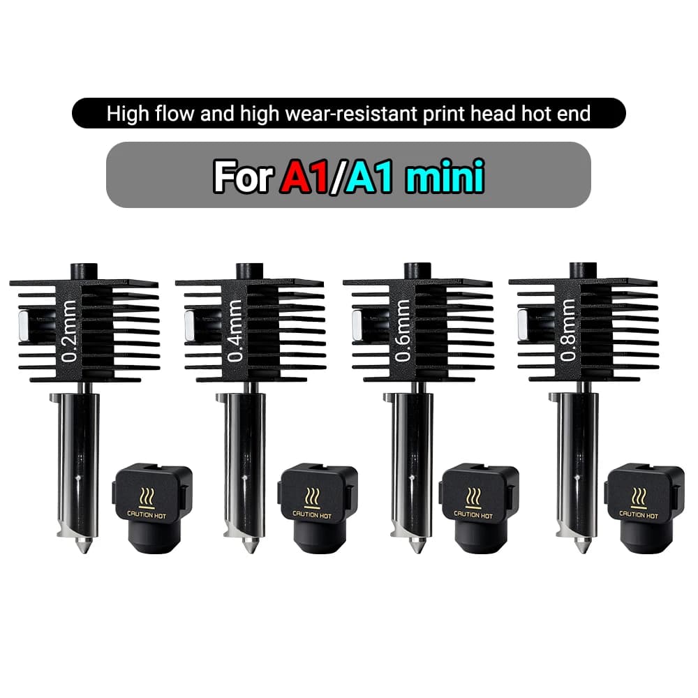 Hotend Kit Replaceable Lab A1/A1 mini with Tempered Steel Ugello 0.4/0.6/0.8mm, Component for 3D Printer A1 A1mini