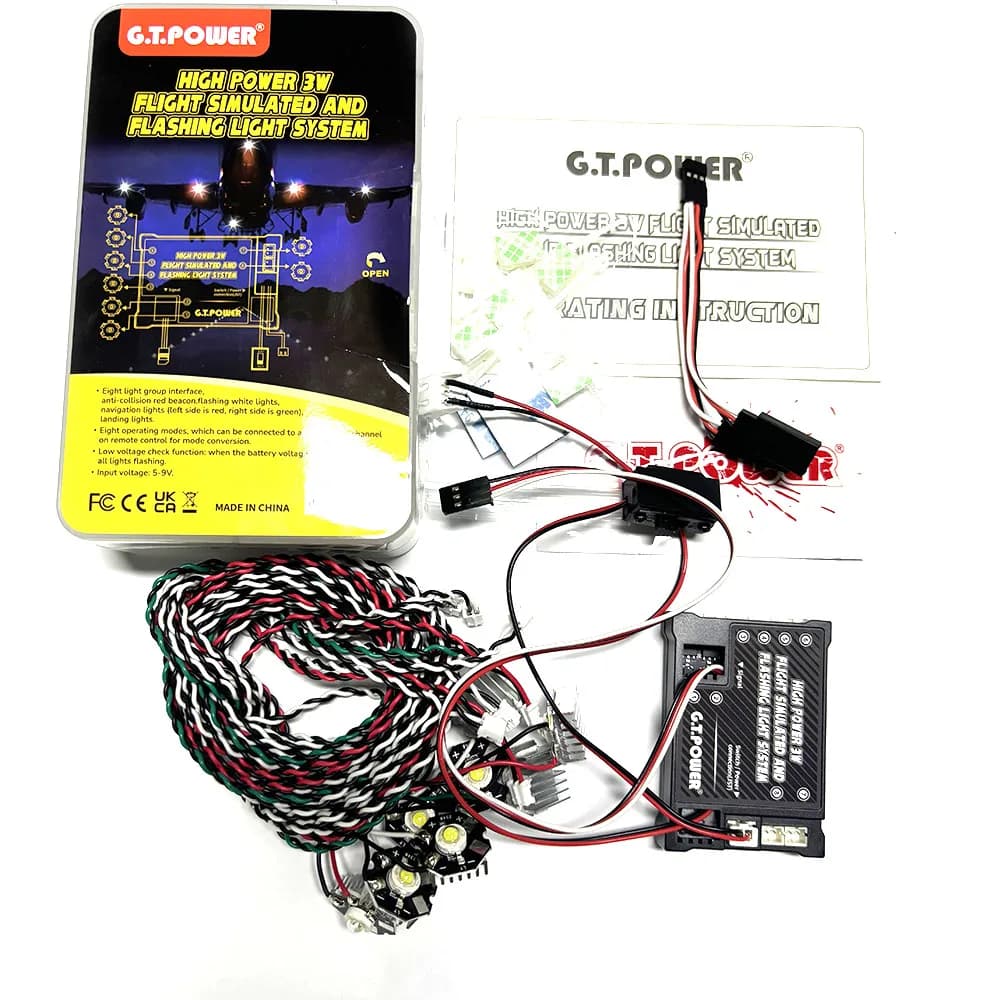GTPOWER Sistema di illuminazione lampeggiante simulato per volo ad alta potenza da 3 W Luce a LED per aereo ad ala fissa per aereo RC