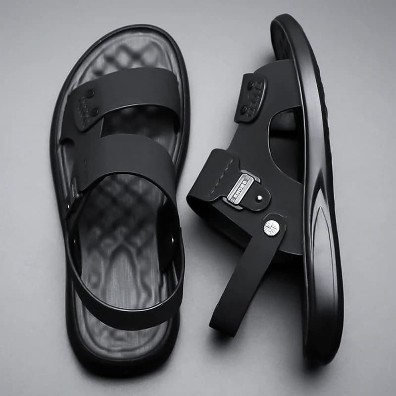 Summer Casual Two-way Wear Beach Slippers Genuine Leather Non-slip Soft Sole Breathable Outdoor Seaside Daily Sandals
