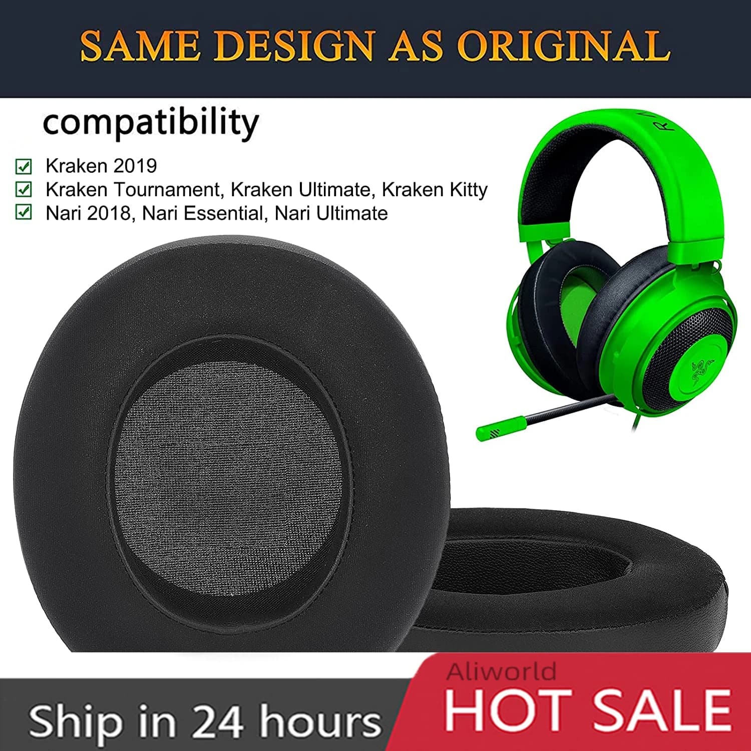 Auricolari cuffie auricolari per Razer Kraken Tournament Edition/ Nari Essential Ear Pads Headset Gamer fodera per cuscino parti di riparazione