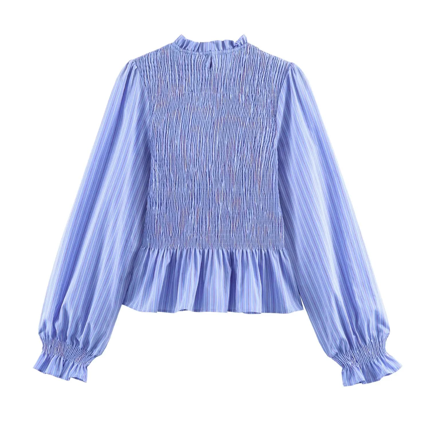 Camicia a maniche lunghe da donna con colletto alla coreana e motivo a nido d'ape, stile europeo e americano, nuova collezione primavera 2026