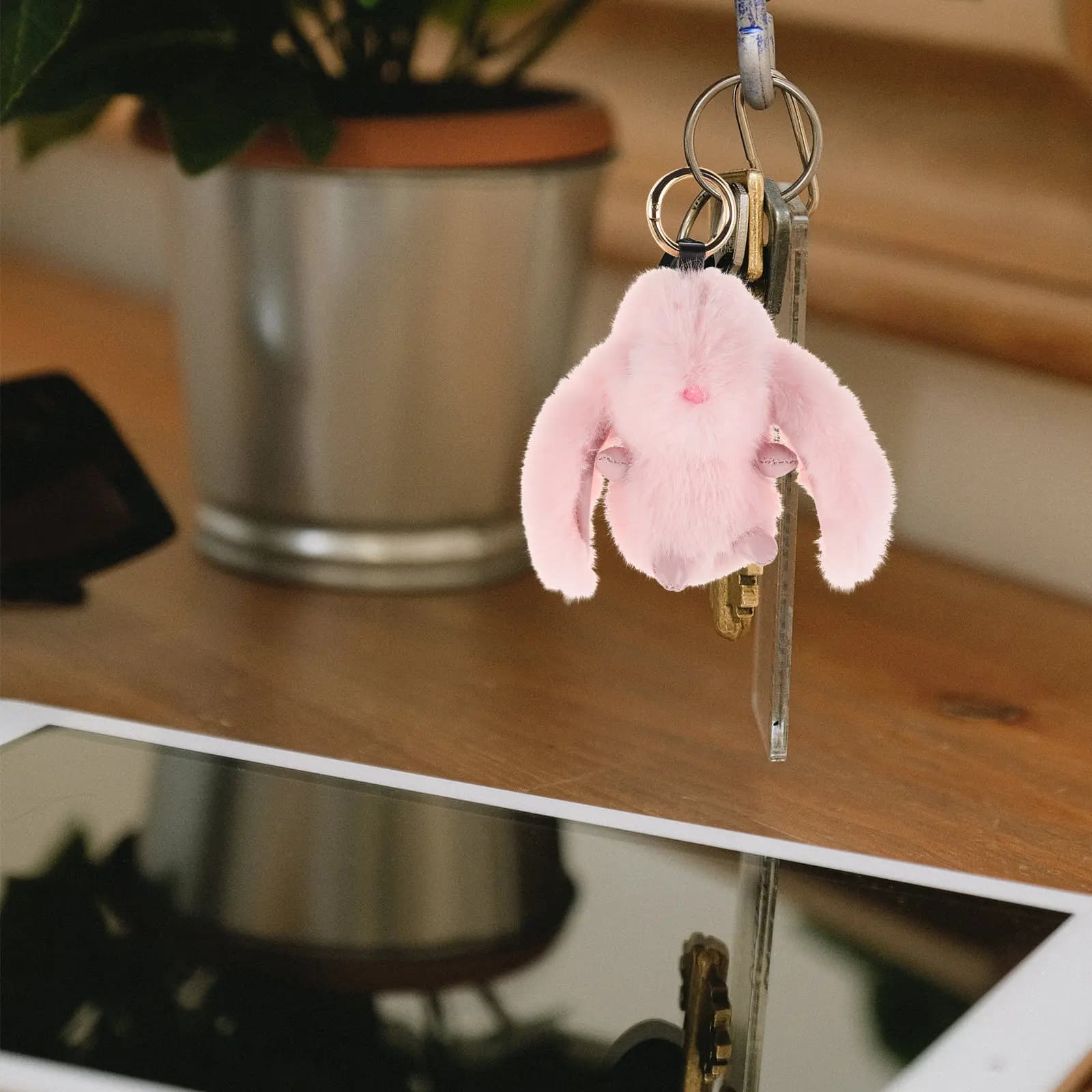 Portachiavi Coniglietto Rosa Carino, Mini Peluche Estetico per Borse, Zaini, Chiavi, Regalo di Compleanno, San Valentino per Ragazze e Donne