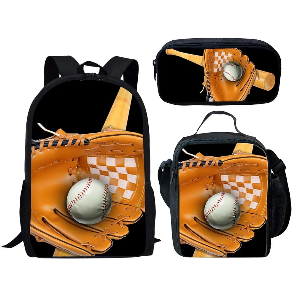Hip Hop Popular Basketball Baseball 3D Print 3 pieces / set School Bags Laptop Backpack Lunch Bag