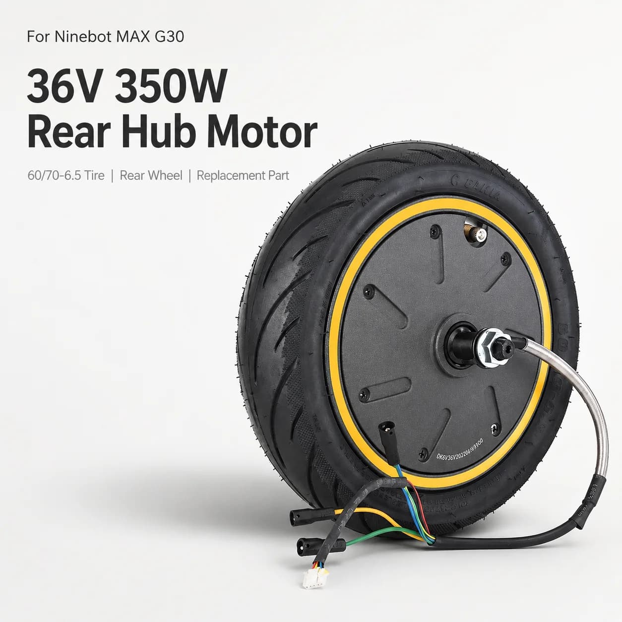 36V 350W Rear Hub Motor Wheel Assembly for Ninebot MAX G30 Electric Scooter with 60/70-6.5 Tire Replacement Part