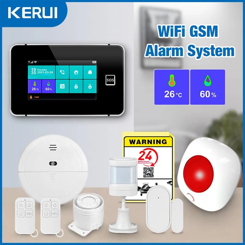 KERUI Sistema di Allarme Domestico G60B GSM wifi Allarme di Sicurezza Pannello Touch Screen da 4.3 pollici con Display dell'Umidità della Temperatura Tuya Smart