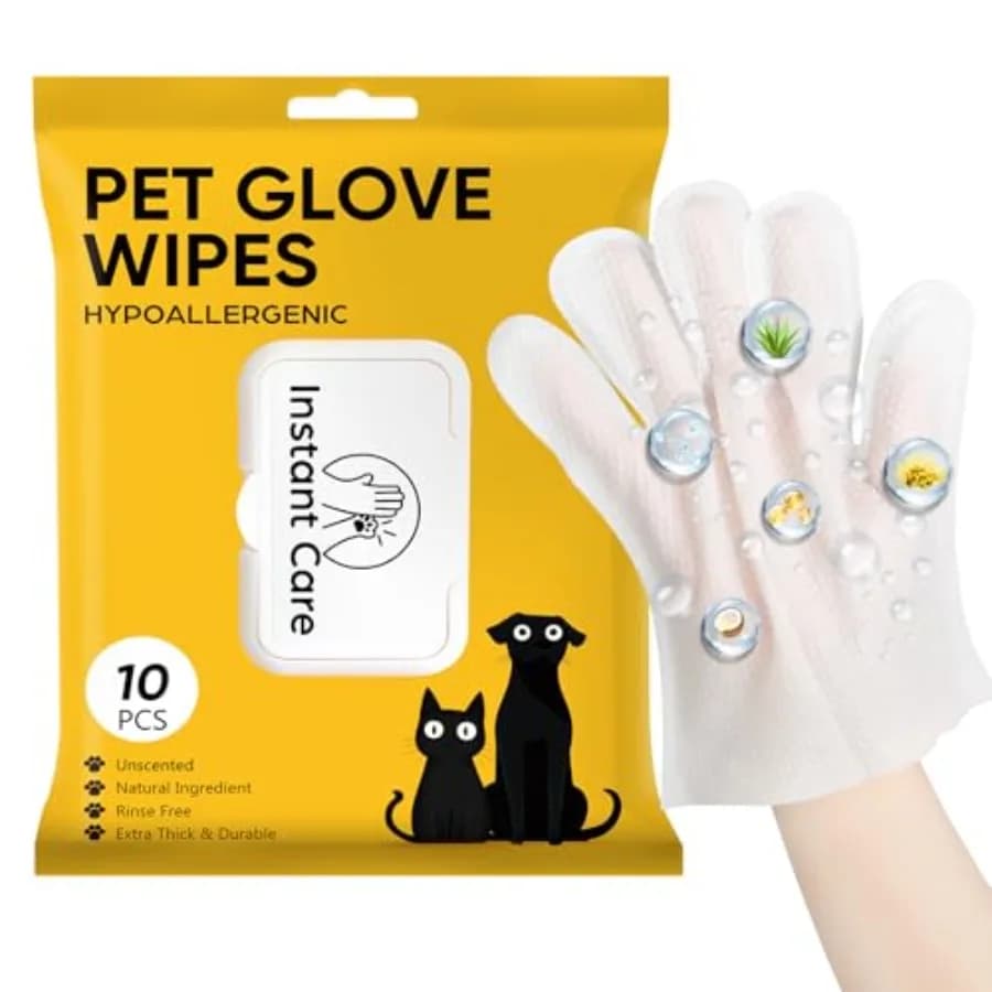 Salviette Guanto per Animali Domestici per Cani e Gatti - Guanti Detergenti Monouso Senza Profumo e Senza Risciacquo per la Pulizia di Pelo, Zampe, Posteriore e Viso - Senza Acqua