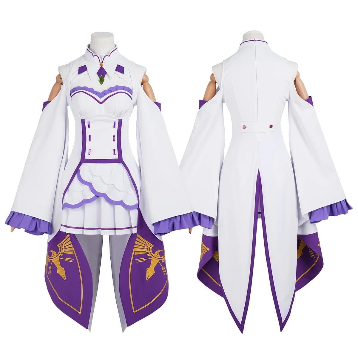 HOLOUN Zero Anime Emilia Cosplay Costume Wig Embroidered Top Skirt Convention Halloween Outfit