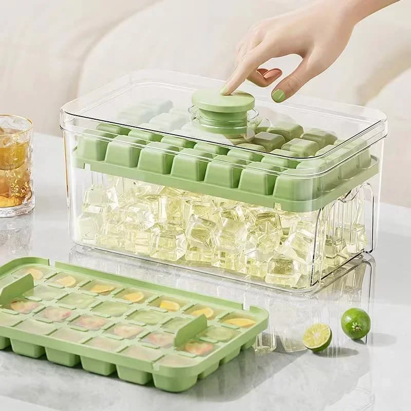 28/56 griglie frigorifero domestico pressa in silicone stampo a reticolo di ghiaccio con coperchio e guarnizione pala contenitore per alimenti contenitore di ghiaccio gadget da cucina da campeggio