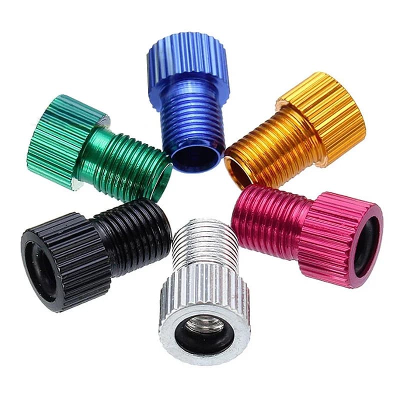 Adattatore per valvola per bici in lega di alluminio da 5 pezzi Converti valvola Presta in Schrader Pompa per bicicletta Ugello d'aria Strumenti per tubi Accessori per biciclette