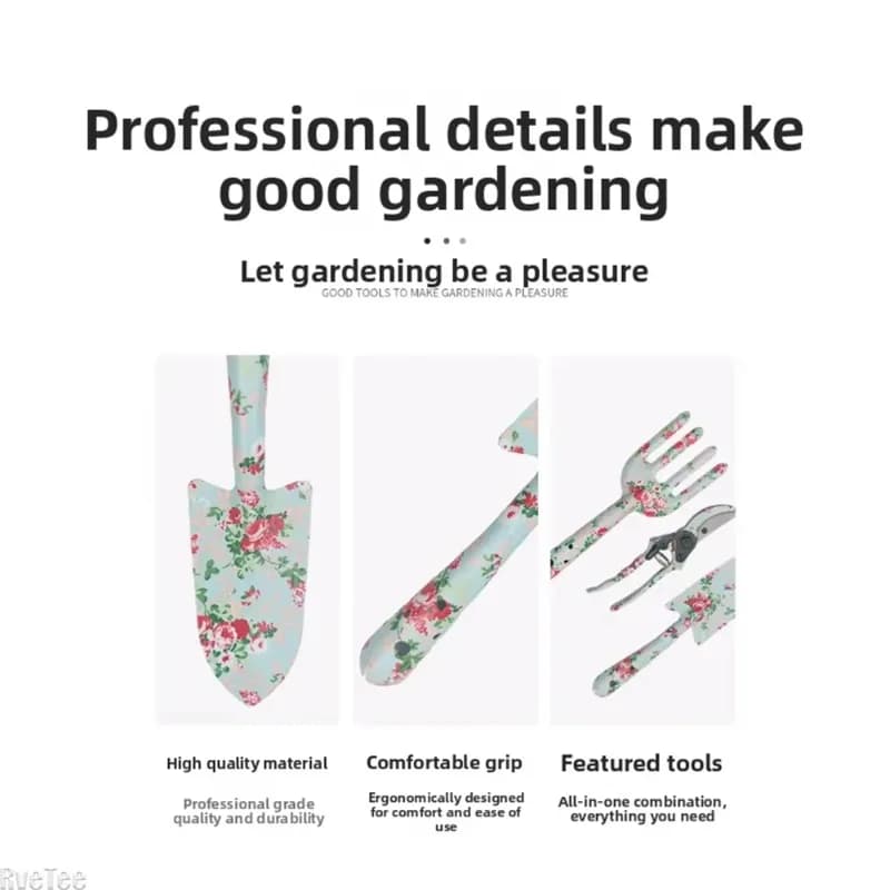 Set di 3 Attrezzi da Giardinaggio con Stampa Floreale, Forbici Multifunzionali per Potatura Fiori, Pratico Utensile per Giardino Domestico