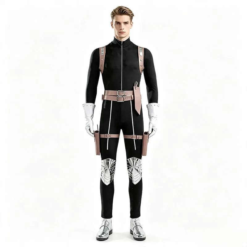 Stanley Snyder Jumpsuit Stanley Cosplay Costume Anime PU Harness Belt Wig Glove Halloween Comic Con Stage Performance Roleplay
