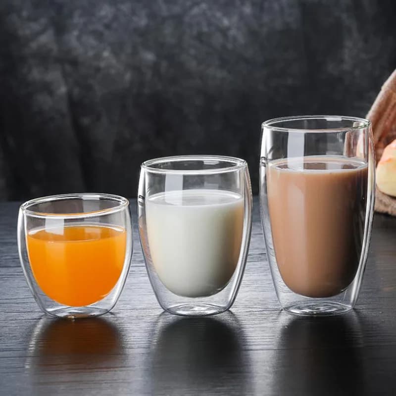 Tazza Creativa da 80~650ml a Doppia Parete Resistente al Calore, Bicchiere per Espresso, Tazza in Vetro per Birra