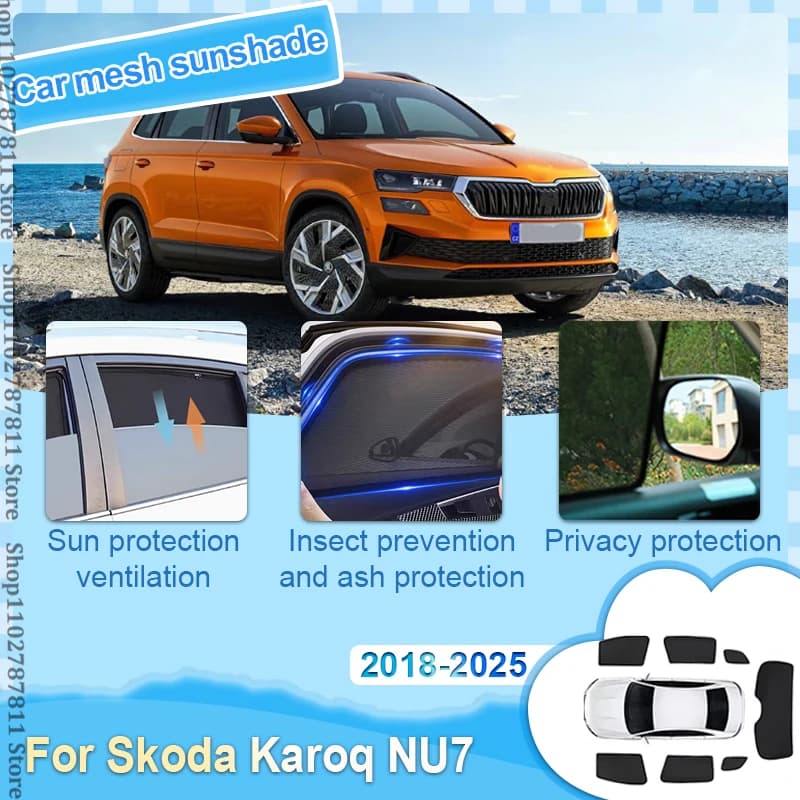 Magnete Auto Parasole Per Skoda Karoq NU7 2018-2025 Parabrezza Anteriore Tenda Finestra Laterale Ombra Maglia Tenda Della Protezione Parti Strumento