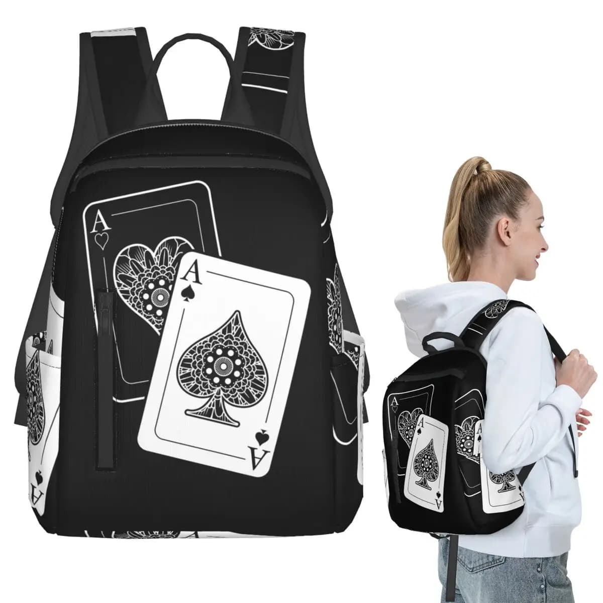 Zaino Ace Of Spades, borsa per libri per studenti, borsa per la scuola per bambini, borse a tracolla per laptop, uomo donna