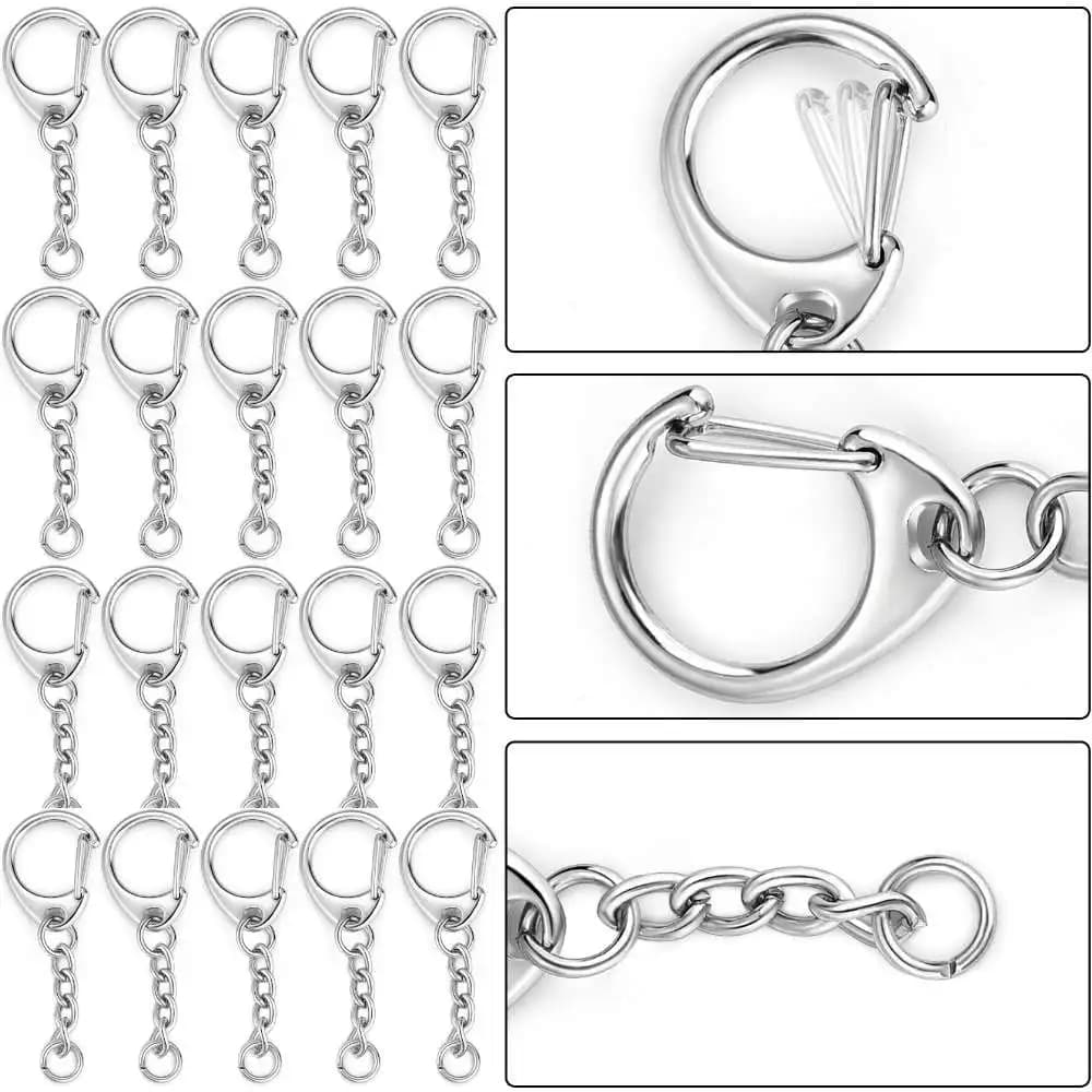 5/10 pezzi portachiavi con chiusura a moschettone a forma di C per creazione di gioielli fai da te accessori per portachiavi catena fermagli connettore gancio