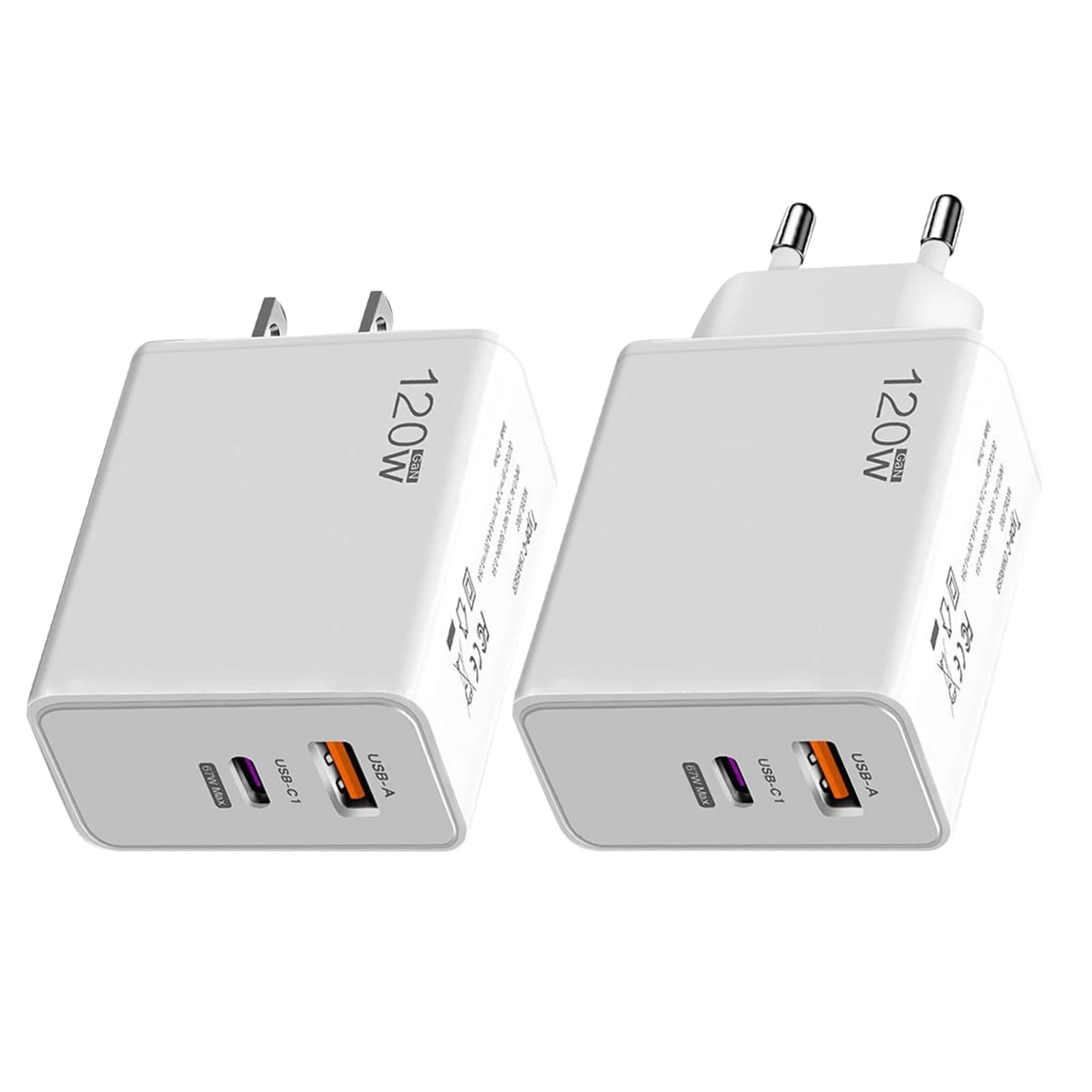Adattatore per caricabatterie per telefono da parete con caricatore USB veloce da 120 W UE USA per caricatore da viaggio con uscita doppia porta 2A