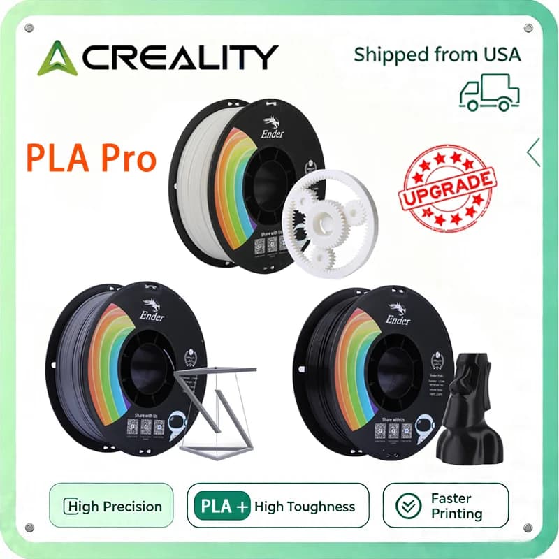 Official Creality PLA Filament Pro Black/White/Grey,1.75mm 3D Printer Filament, Ender PLA + (Plus) Printing Filament,1kg Spool (2.2lbs), Dimensional Accuracy ±0.02mm For Ender3/CR10 FDM Printers