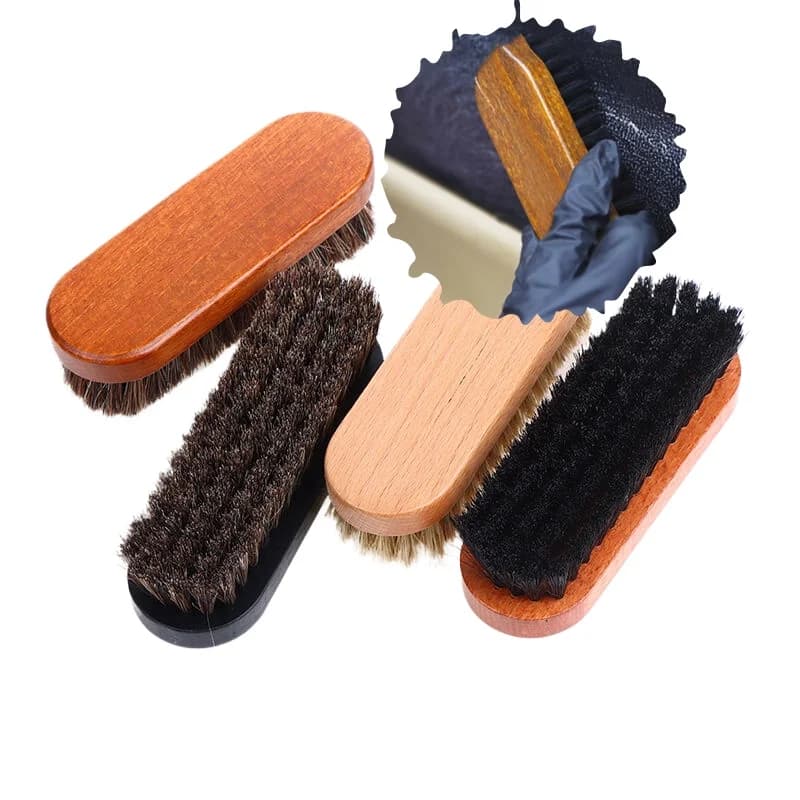 Dettagli del manico Spazzola per lucidatura e pulizia Spazzola per legno in crine di cavallo Spazzola per scarpe per la cura e la pulizia delle scarpe in pelle