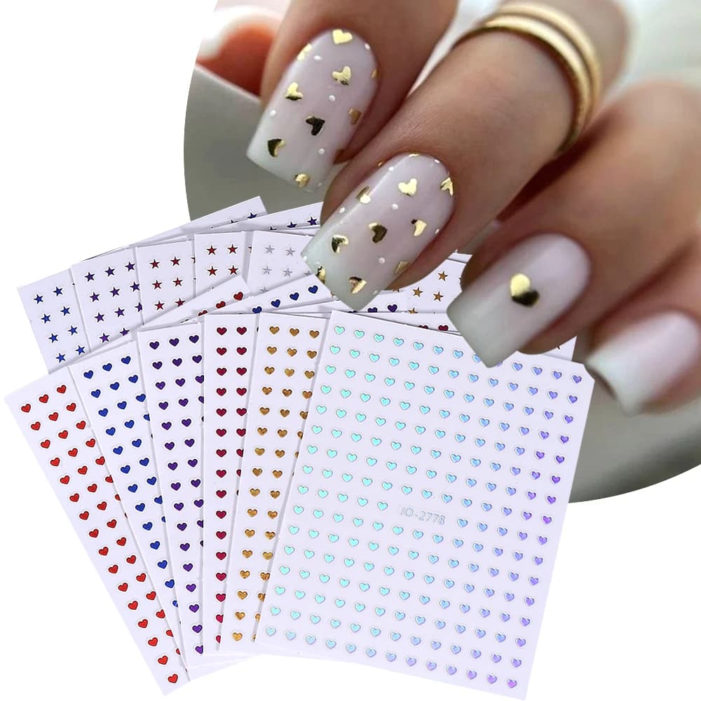 6/12 pezzi carino amore cuore adesivi per unghie 3D autoadesivo oro argento Y2K stella nail art decalcomanie per le donne manicure di San Valentino