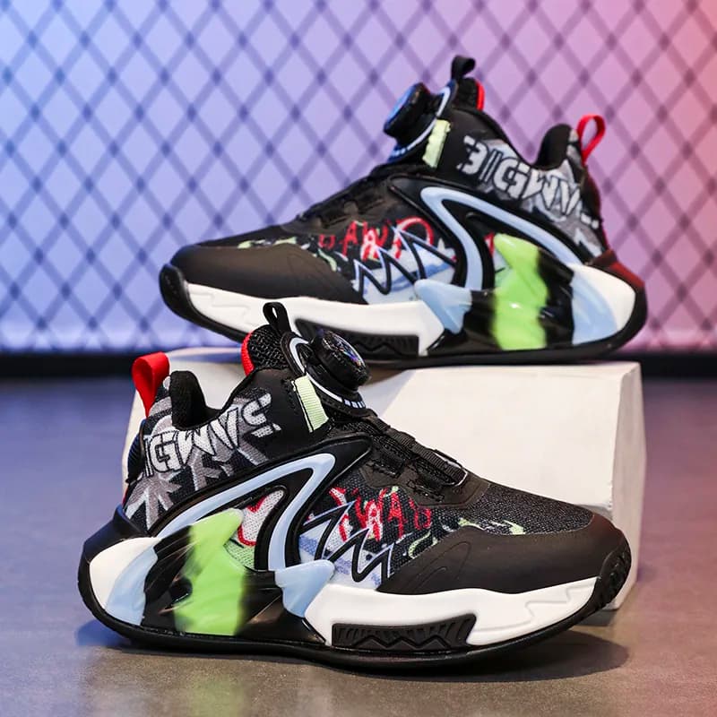Scarpe da basket per bambini Stivali da basket antiscivolo Scarpe sportive imbottite per esterni Scarpe da ginnastica per bambini con allacciatura rapida e supporto per la caviglia