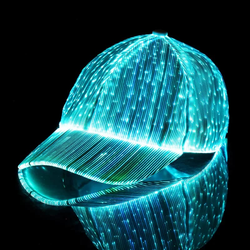 Cappello LED con cappuccio in fibra ottica Oohmy con 7 colori luminosi e luminosi Cappelli da baseball EDC Ricarica USB Cappellini illuminati Cappellino LED per prestazioni