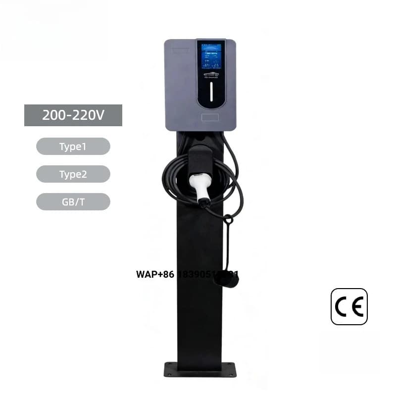 Stazione di Ricarica EV AC da 7kW, Colonnina di Ricarica Rapida per Auto Elettriche 32A, Montaggio a Pavimento, Presa Tipo 2/GB/T, per Uso Domestico/Commerciale