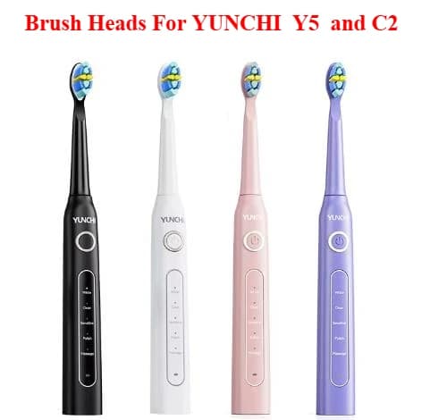 8 spare heads for YUNCHI Y5 and C2 electric toothbrush, white and black, only for Yunchi C2 and Y5