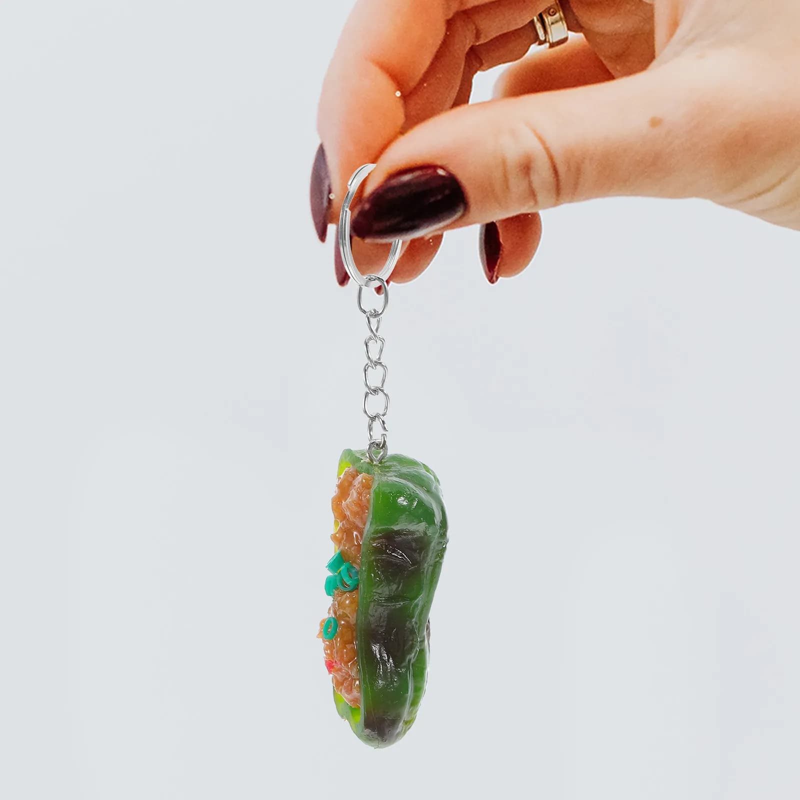 Stuffed Meat Keychain Pendant Cute Kawaii Aesthetic Food Charm for Backpack Bag Purse Keys School Office Travel