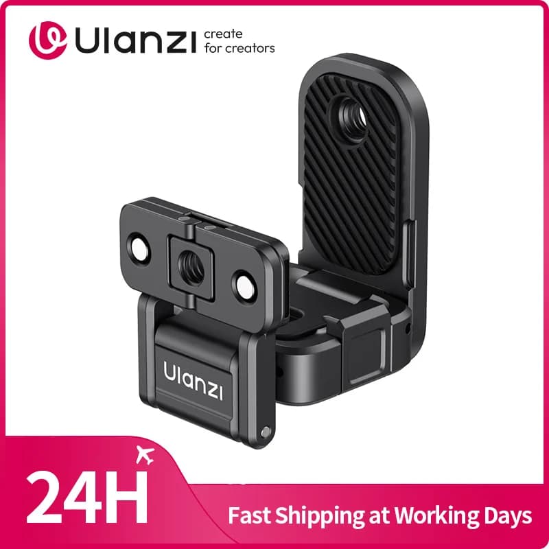 Ulanzi PK16 Base magnetica a sgancio rapido per DJI Pocket 3 Adattatore per impugnatura magnetica Porte Gopro Action da 1/4 '' per fotografia all'aperto