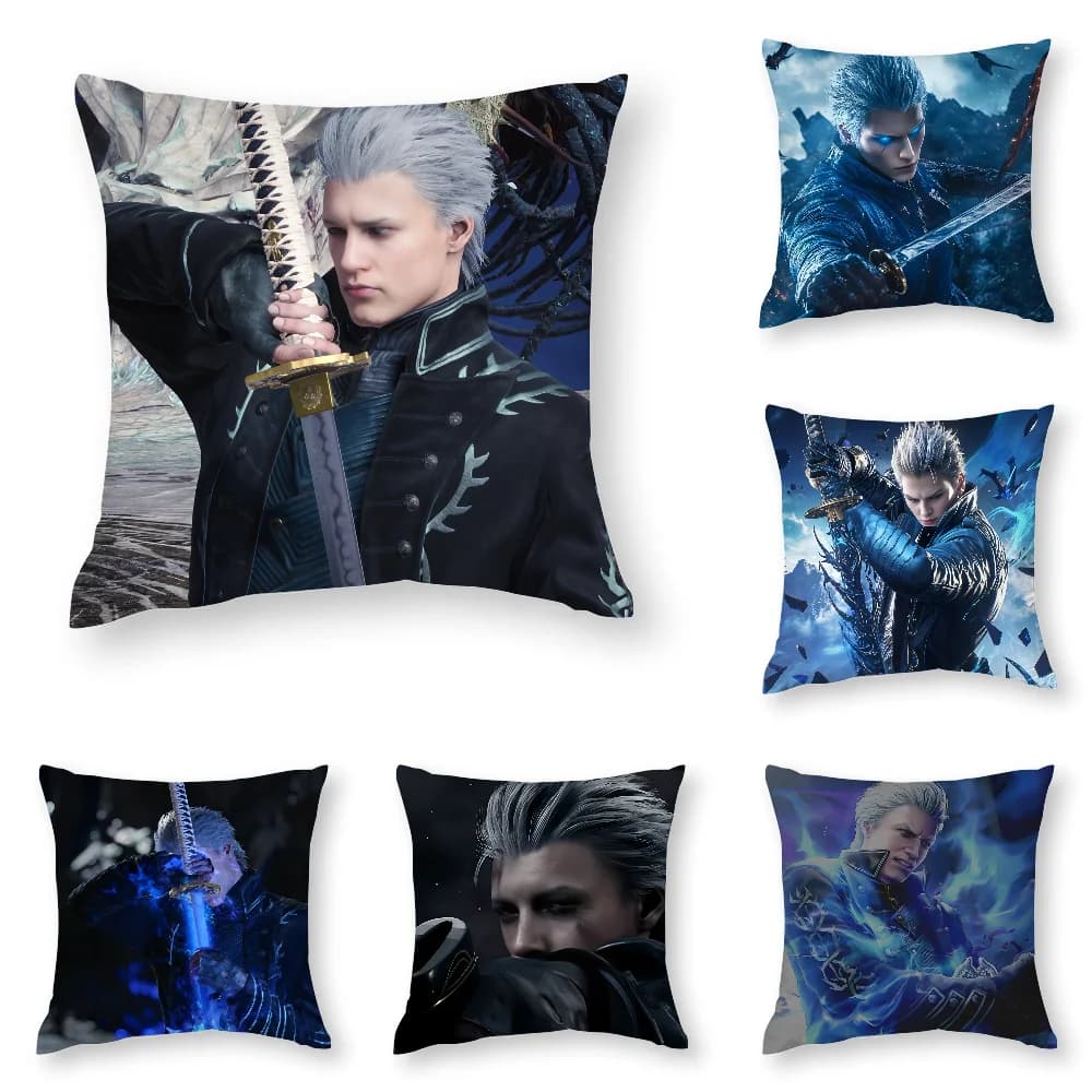 Vergil D-Devil May C-Cry Pillow Case 3D Print Polyester Fiber 45*45 cm Home Sofa Throw Pillow Cover Decoration Festival Gift