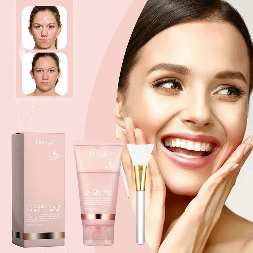 Maschera Viso Notturna Coreana al Collagene da 75ml, Maschera Peel-Off per Cura Notturna Profondamente Idratante per Riparazione della Pelle