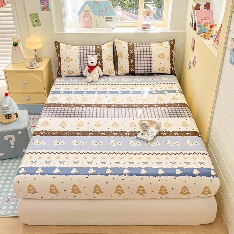 100% Cotton Bedsheet Adults Kids Fitted Sheet Skin-friendly Bed Cover Cartoon Style Bed Linen drap de lit(Pillowcase Need Order)