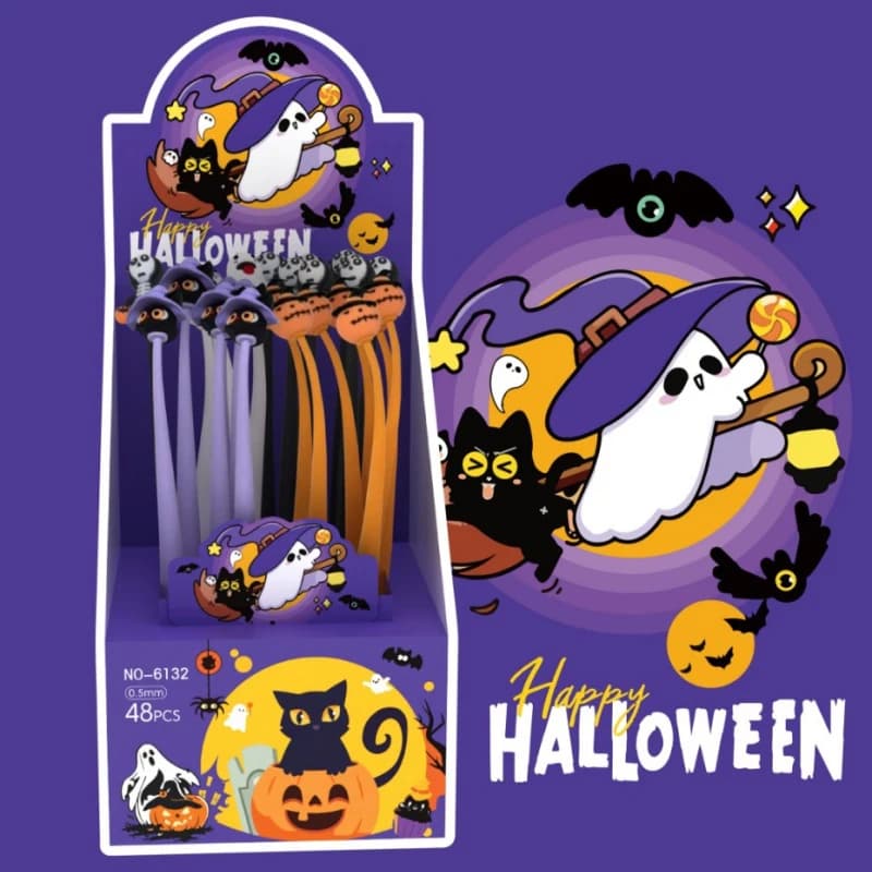 48 pz/lotto Cartoon Halloween Penna Gel Carino 0.5mm Inchiostro Nero Penne Firma Regalo Promozionale Materiale Scolastico