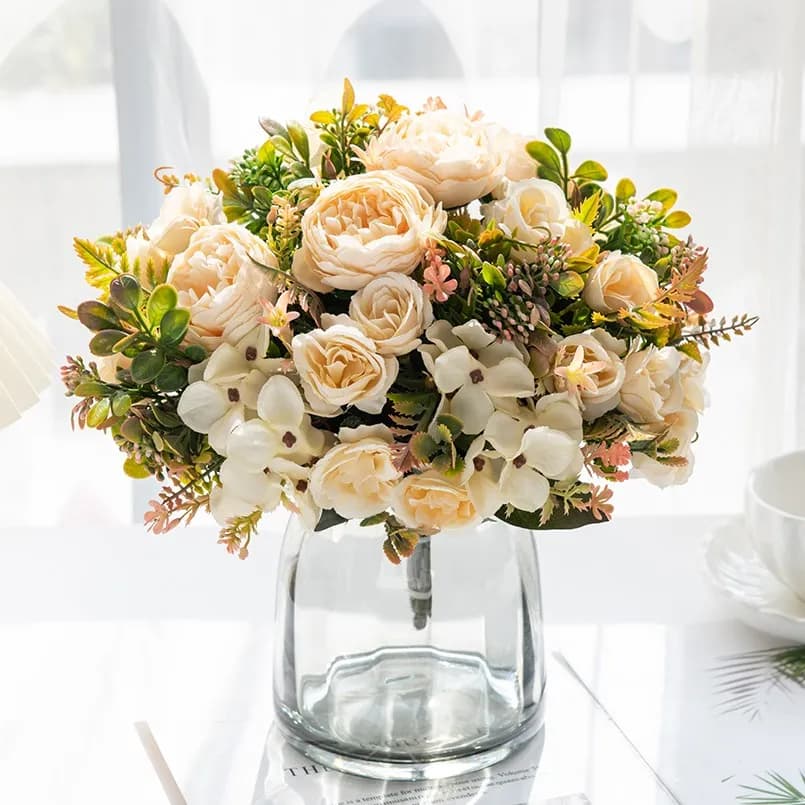 Artificial Peony Flowers Wedding Decorative Floristics Festival Wreaths Home Decoration Accessories Silk Hydrangea Fake Plants